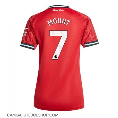 Camisa de time de futebol Manchester United Mason Mount #7 Replicas 1º Equipamento Feminina 2025-26 Manga Curta Camisa de time de futebol Manchester United Mason Mount #7 Replicas 1º Equipamento Feminina 2025-26 Manga Curta